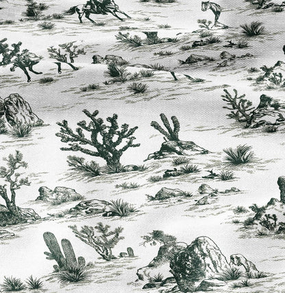 100% LINEN Fabric Cowboy in desert cactus - green white 2208