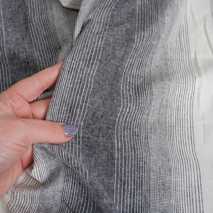 Premium Linen striped Fabric in beige white - Medium weight OMBRE
