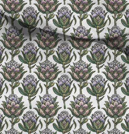 100% LINEN Fabric block print Artichoke - vegetable print 2337