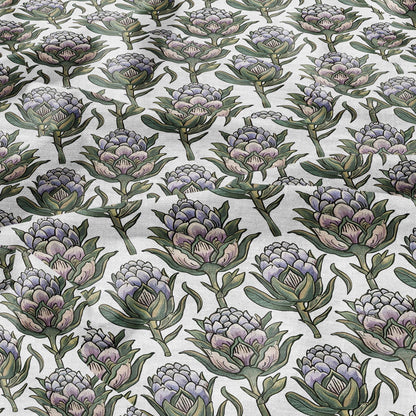 100% LINEN Fabric block print Artichoke - vegetable print 2337