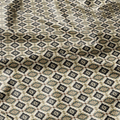 100% LINEN Fabric Western Abstract geometric - beige brown tribal 2149