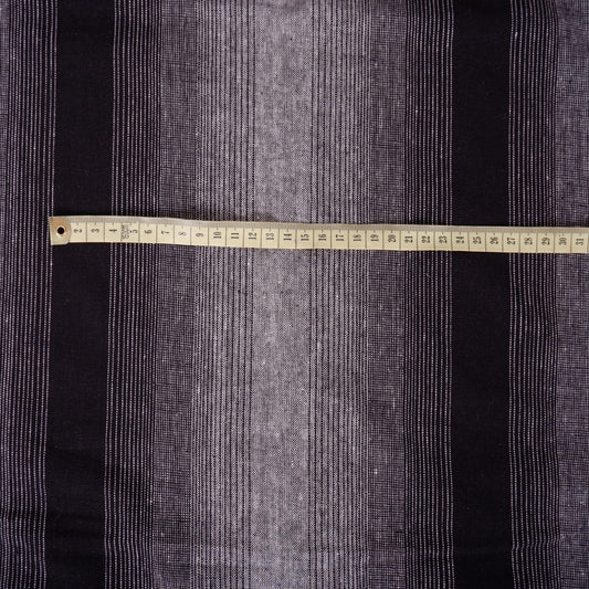 Premium Linen striped Fabric in BLACK grey beige white - Medium weight OMBRE - T305