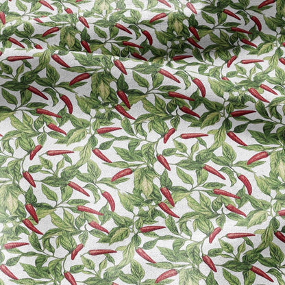 100% LINEN Fabric Chili pepper - floral  botanical 2206