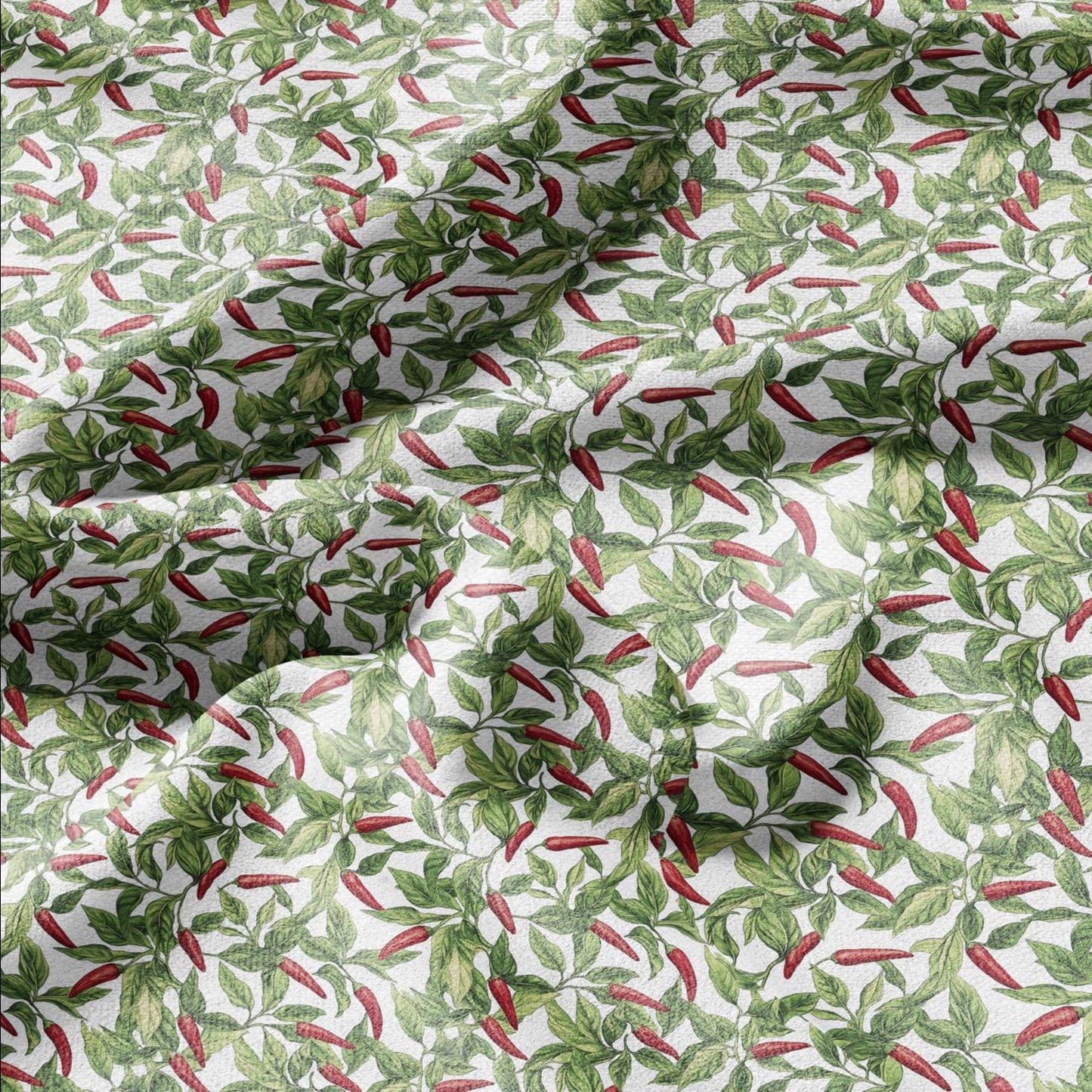 100% LINEN Fabric Chili pepper - floral  botanical 2206