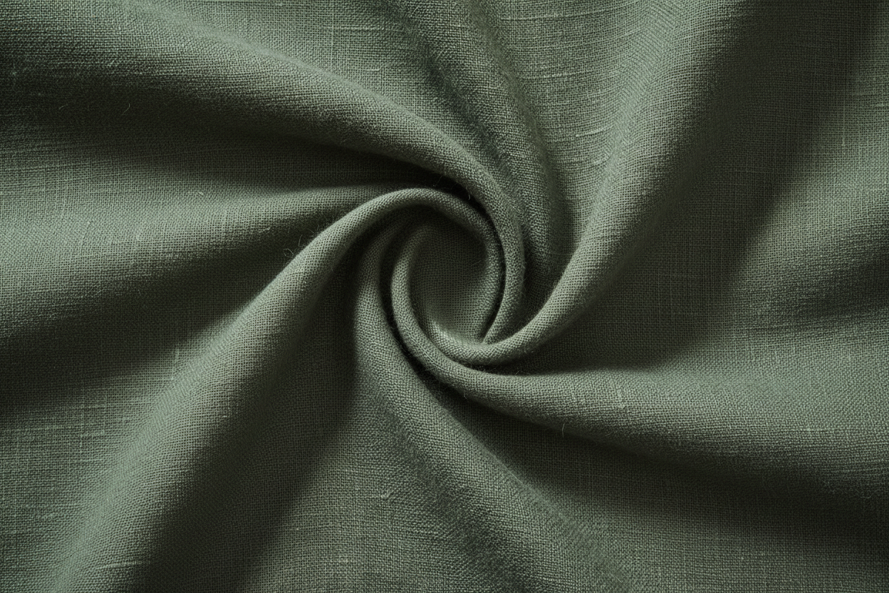 100% linen fabric Medium weight 180gsm Prewashed - green Solid color