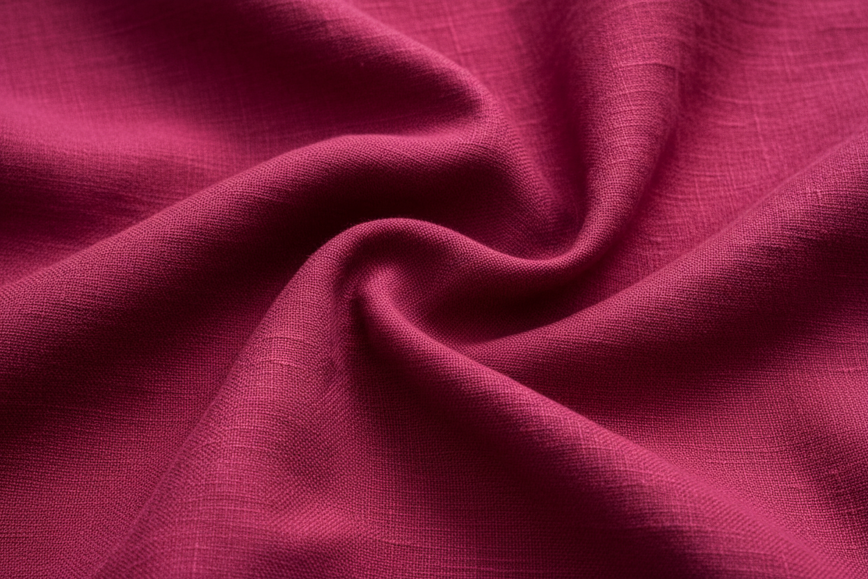 100% linen fabric Medium weight 180gsm Prewashed - Solid color fuchsia red