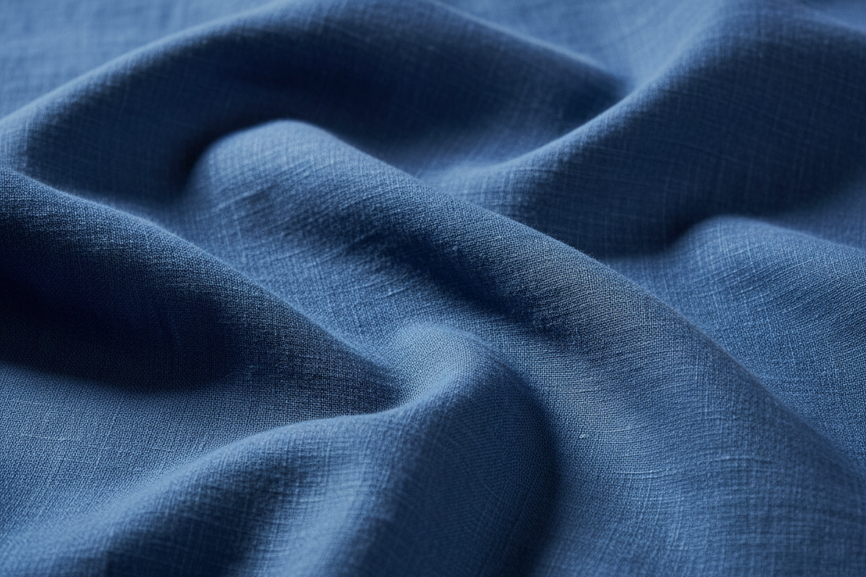 100% linen fabric Medium weight 180gsm Prewashed - jeans blue Solid color