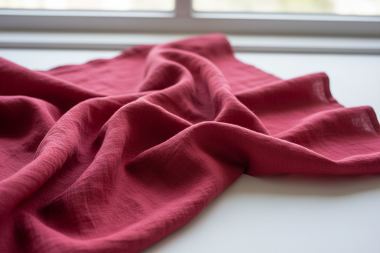 100% linen fabric Medium weight 180gsm Prewashed - Solid color raspberry red
