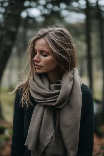 Grey Unisex Linen scarf