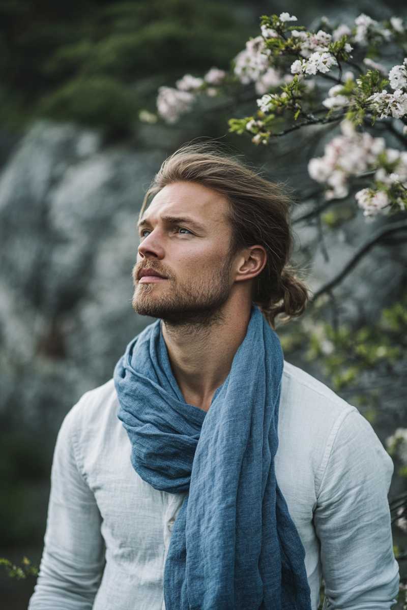 Sky Blue - Unisex Linen scarf