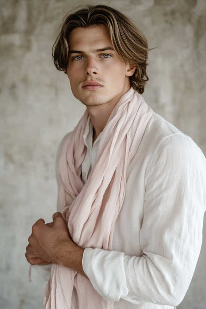 Unisex Linen scarf - pale pink