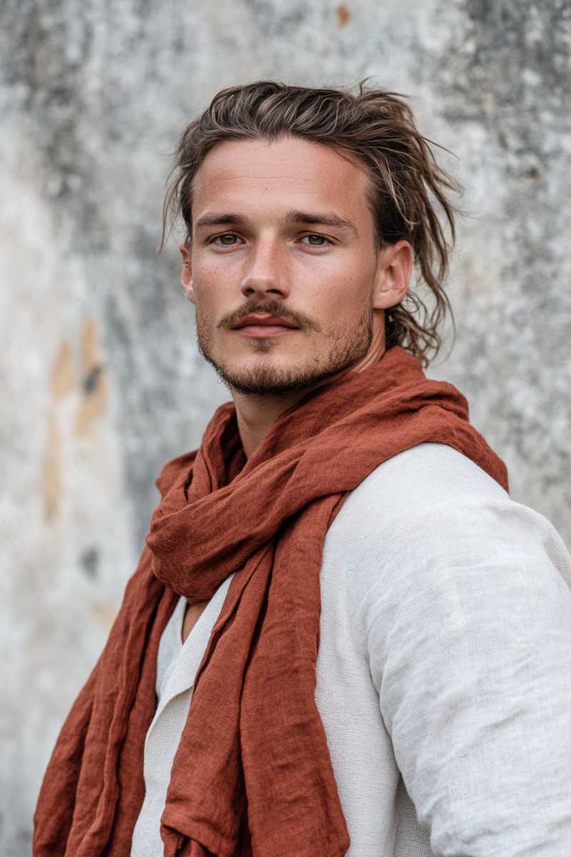 Brick red Unisex Linen scarf