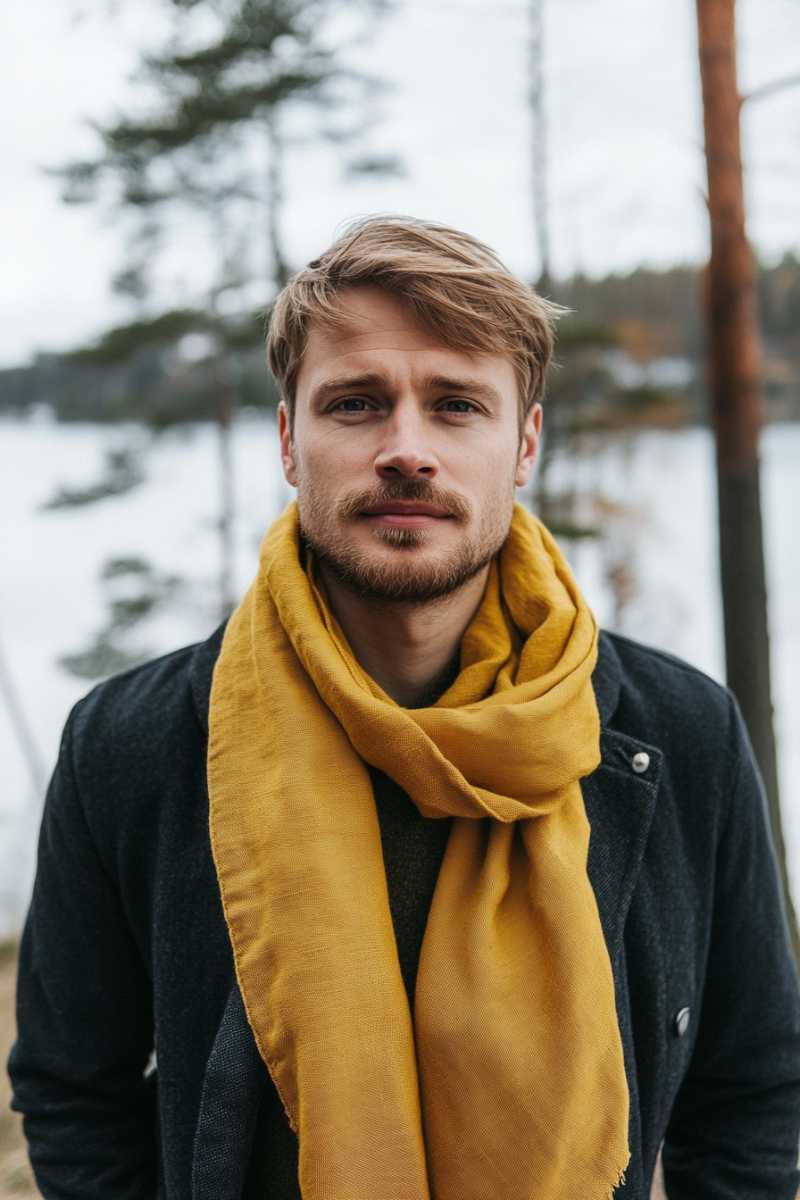 Mustard yellow - Unisex Linen scarf