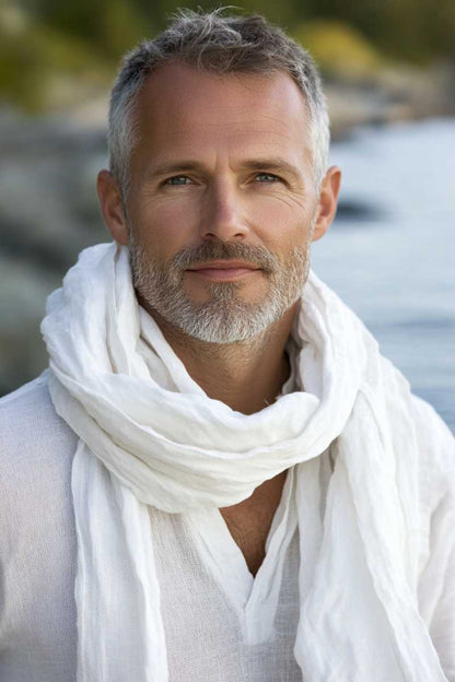 White Linen scarf Unisex