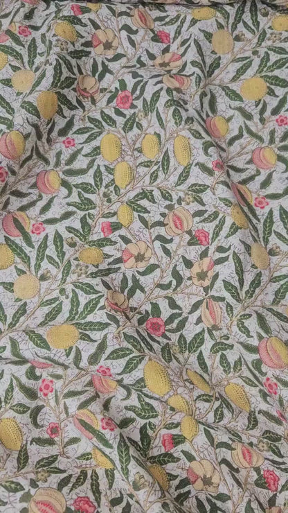 100% linen fabric with William morris Pomegranate print -Art crafts Victorian flax fabric upholstery heavy or medium dressmaking 2742