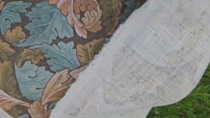 William Morris Acanthus print on 100% LINEN - Victorian Art crafts linen Fabric - botanical Historical upholstery home textile