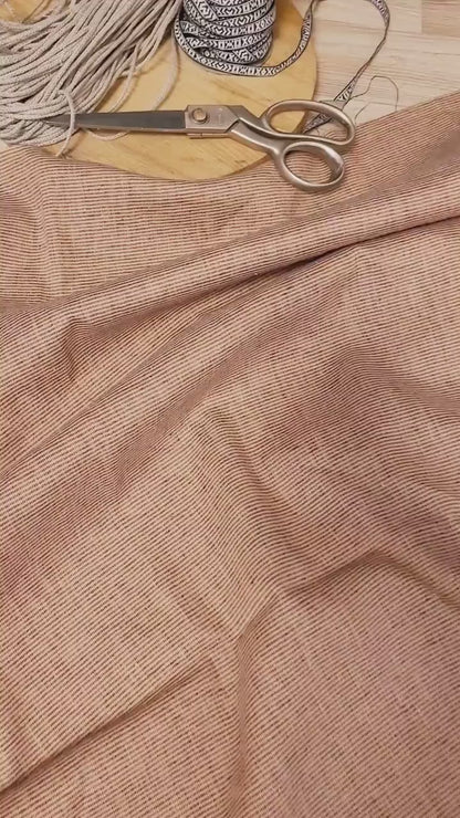 100% pink striped linen fabric - Medium weight - perfect for clothing, curtains or home textile - fabric for home decor craft projects